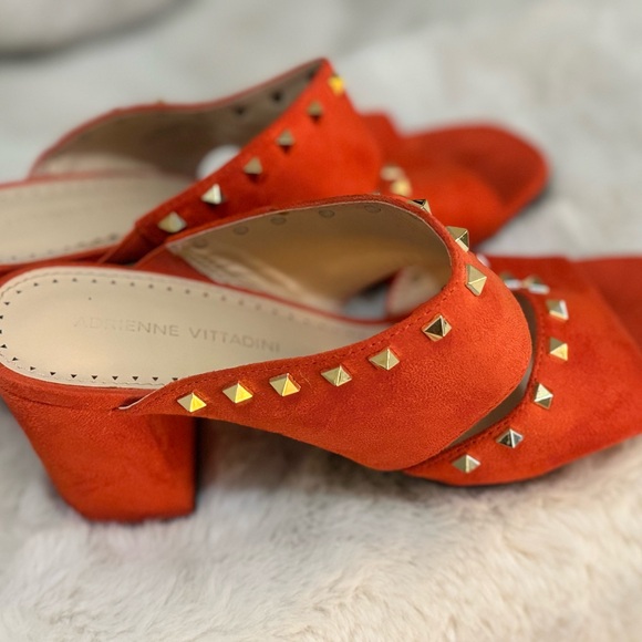 Adrienne Vittadini Orange Mules with Studded Straps - Picture 5 of 5